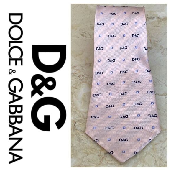 Dolce & Gabbana Monogram 100% Silk Pink Tie - Picture 1 of 6